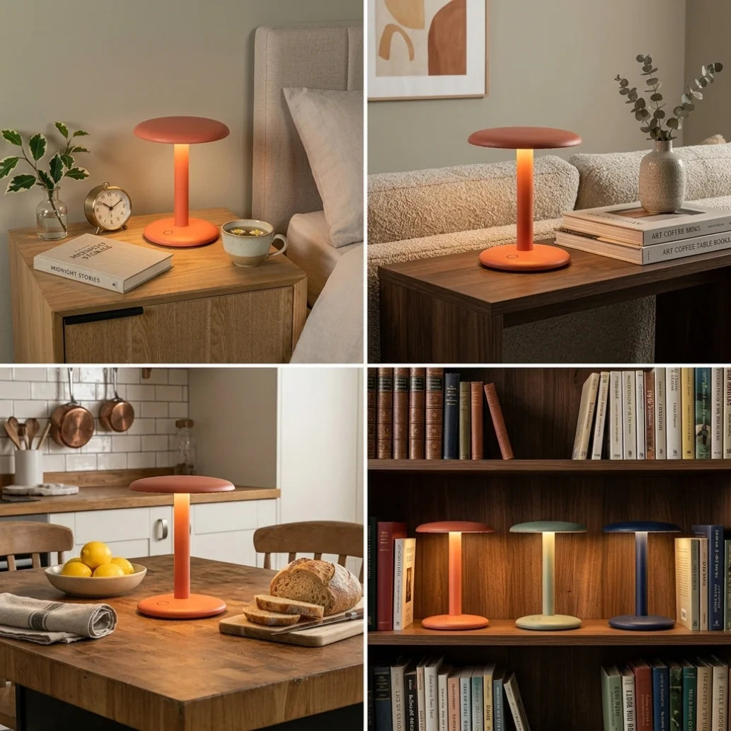 Cordless Touch Table Lamp, 3 Colors Dimmable LED Desk Lamp, Rechargeable Portable Bedside Lamp for Home Office Decor Gift