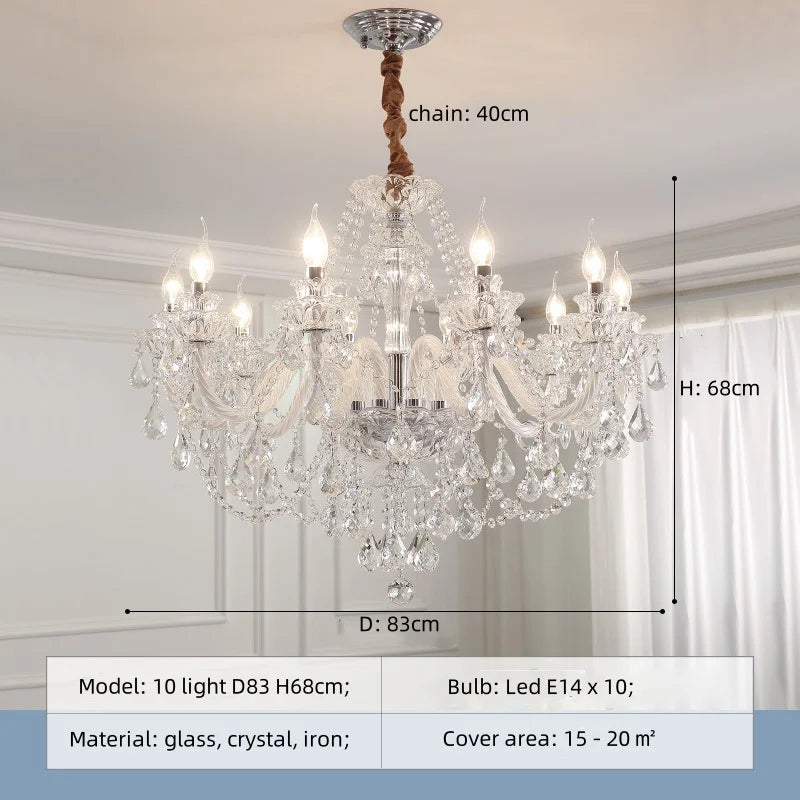 French Lustre Crystal E14 Chandelier Living Room Decor White Glass Pendant Lights Led Ceiling Chandelier for Bedroom Led Lampara
