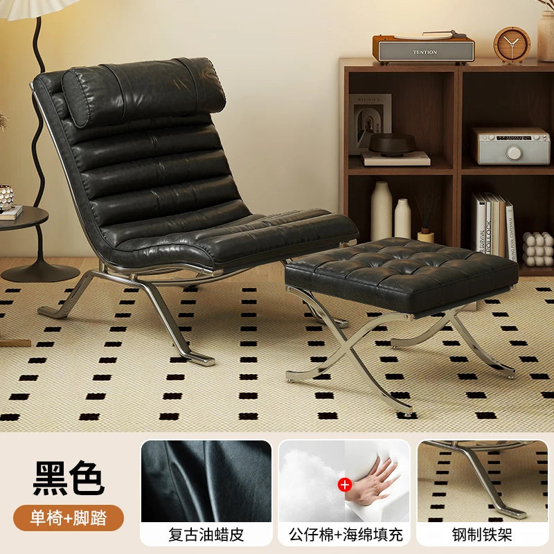 Single Sofa Chair Minimalist Light Luxury Living Room Middle-Aged Style High-End Designer Sofa Chair Lazy Leisure Recliner