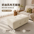Cotton Linen Square Ottoman Footstool Living Room