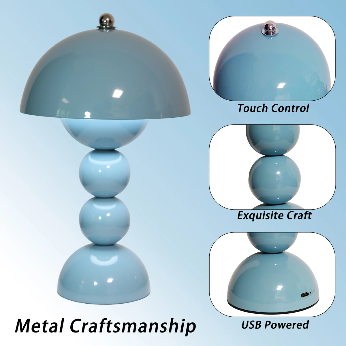 Ins Cream Style Bud Mushroom Desk Lamp, Viral Vintage Bubble Shape Ambient Light, 3 Colors Pink/Sky Blue/Wine Red Available, Eye