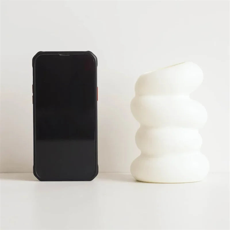 1PC Plastic Spiral White Vase Nordic Creative Flower Arrangement Container for Kitchen Living Bedroom Home Decoration Ornamen