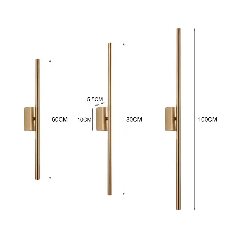 Nordic Light Luxury Metal Wall Lamp Long Reading Light Simple Creative Design Living Room Background Bedroom Bedside