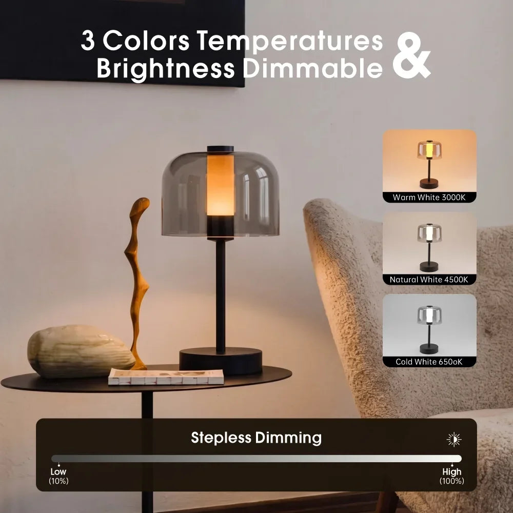 Desk Lamp Luxury Transparent Light Lampshade Bedroom LED Table Lamp Decoration Mood Light Bedside Rechargeable Desk Lamps