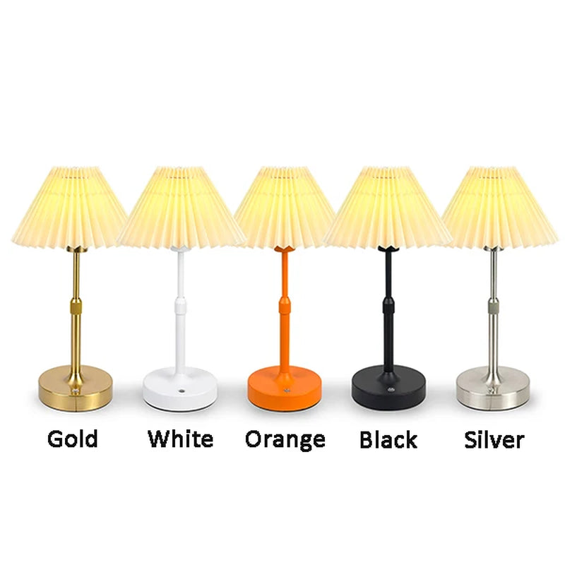 Fabric Desk Lamp Rechargeable Touch Table Lamp Replaceable E12 Bulb 2700K for Restaurant Hotel Room Bedside Decor Lighing