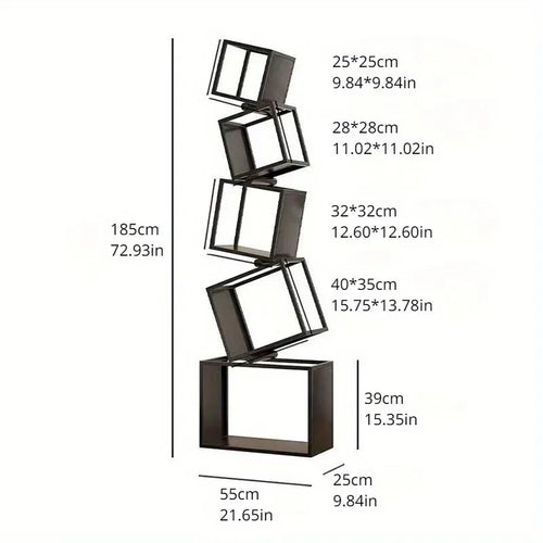 Modern Multi-Layer Corner Bookshelf Vertical Iron Bookcase for Office Storage Shaped Multi-Tier Book Rack