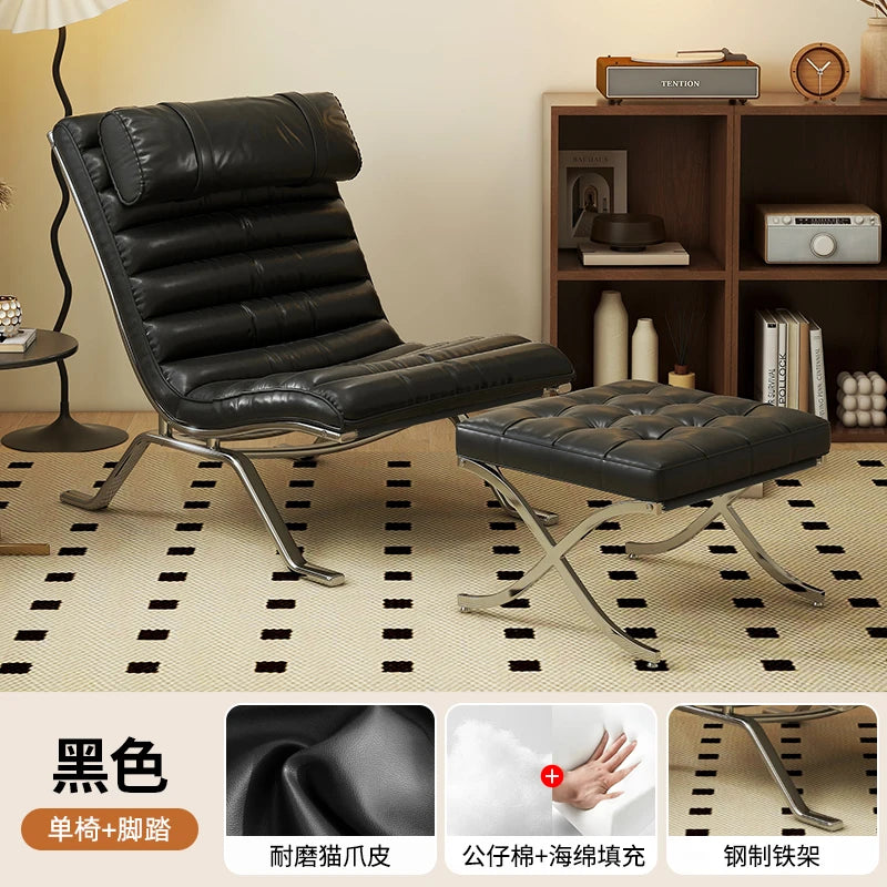 Single Sofa Chair Minimalist Light Luxury Living Room Middle-Aged Style High-End Designer Sofa Chair Lazy Leisure Recliner