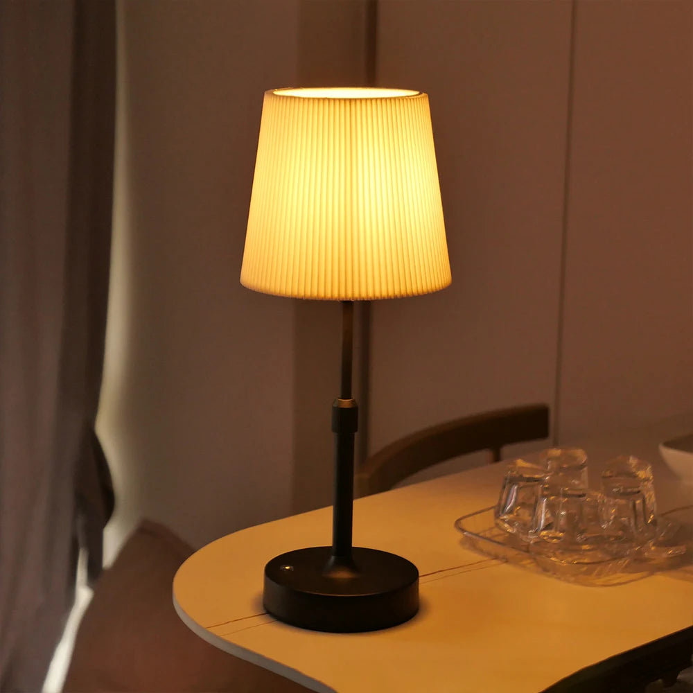 Fabric Desk Lamp Rechargeable Touch Table Lamp Replaceable E12 Bulb 2700K for Restaurant Hotel Room Bedside Decor Lighing