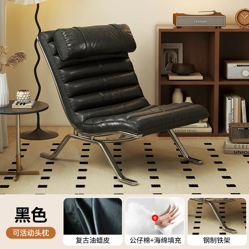 Single Sofa Chair Minimalist Light Luxury Living Room Middle-Aged Style High-End Designer Sofa Chair Lazy Leisure Recliner