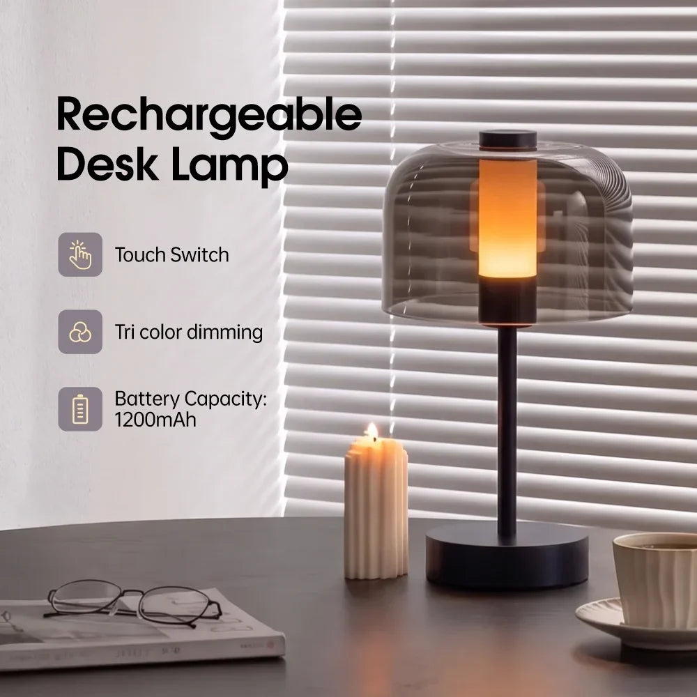 Desk Lamp Luxury Transparent Light Lampshade Bedroom LED Table Lamp Decoration Mood Light Bedside Rechargeable Desk Lamps