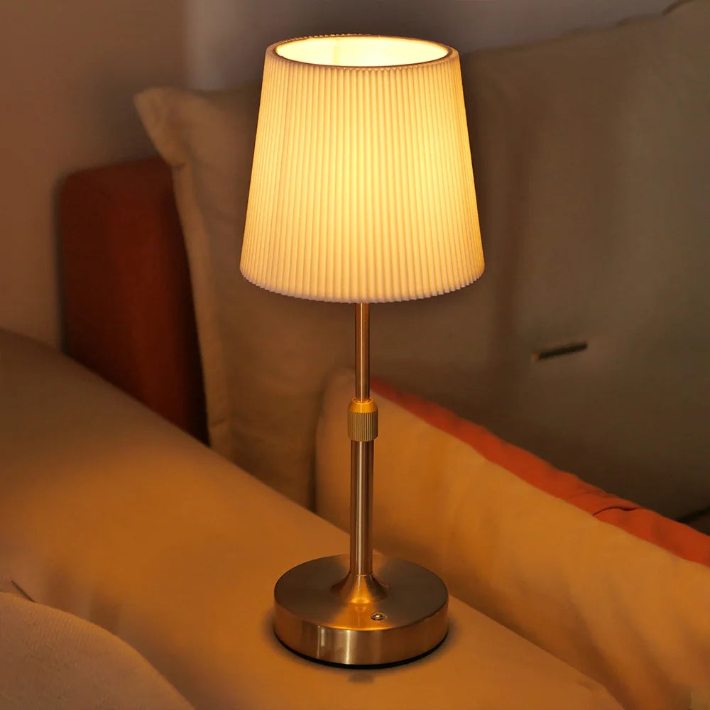 Fabric Desk Lamp Rechargeable Touch Table Lamp Replaceable E12 Bulb 2700K for Restaurant Hotel Room Bedside Decor Lighing