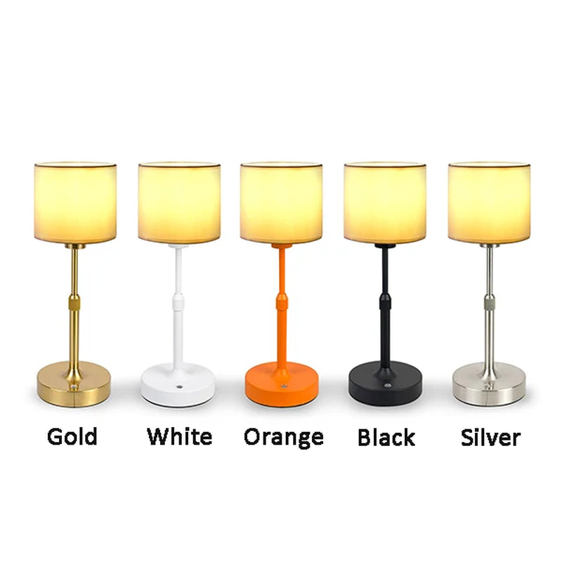 Fabric Desk Lamp Rechargeable Touch Table Lamp Replaceable E12 Bulb 2700K for Restaurant Hotel Room Bedside Decor Lighing