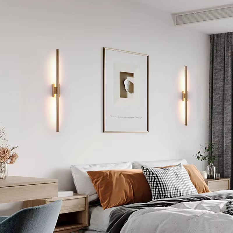 Nordic Light Luxury Metal Wall Lamp Long Reading Light Simple Creative Design Living Room Background Bedroom Bedside