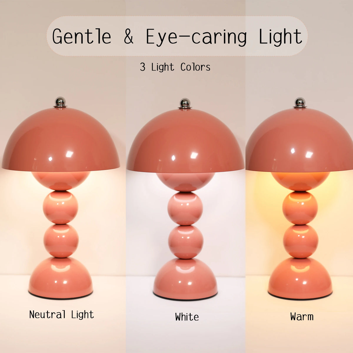 Ins Cream Style Bud Mushroom Desk Lamp, Viral Vintage Bubble Shape Ambient Light, 3 Colors Pink/Sky Blue/Wine Red Available, Eye