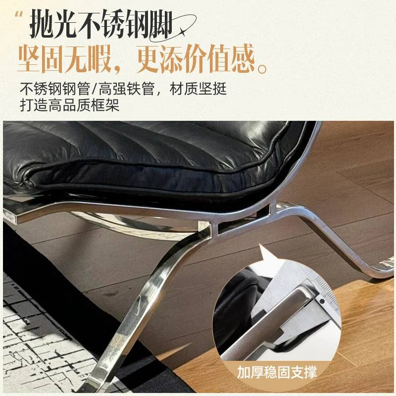 Single Sofa Chair Minimalist Light Luxury Living Room Middle-Aged Style High-End Designer Sofa Chair Lazy Leisure Recliner