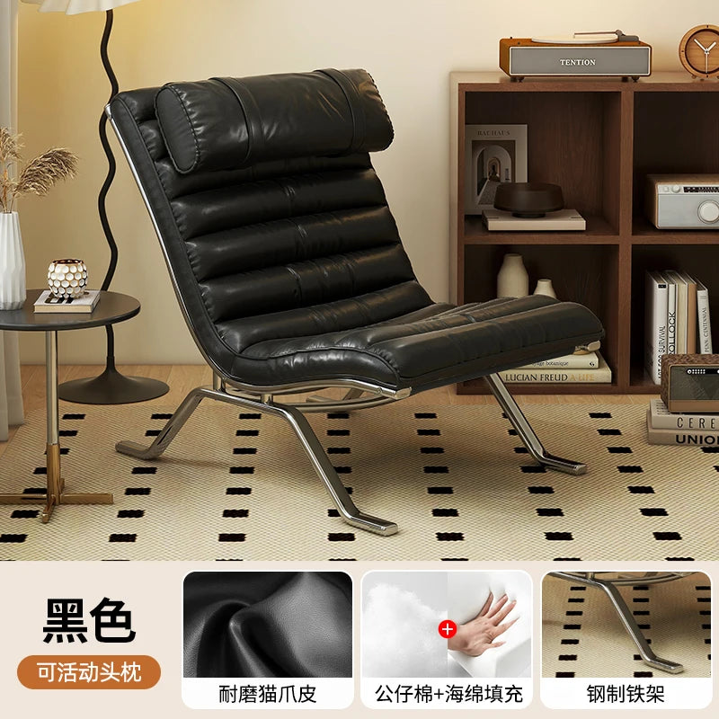 Single Sofa Chair Minimalist Light Luxury Living Room Middle-Aged Style High-End Designer Sofa Chair Lazy Leisure Recliner