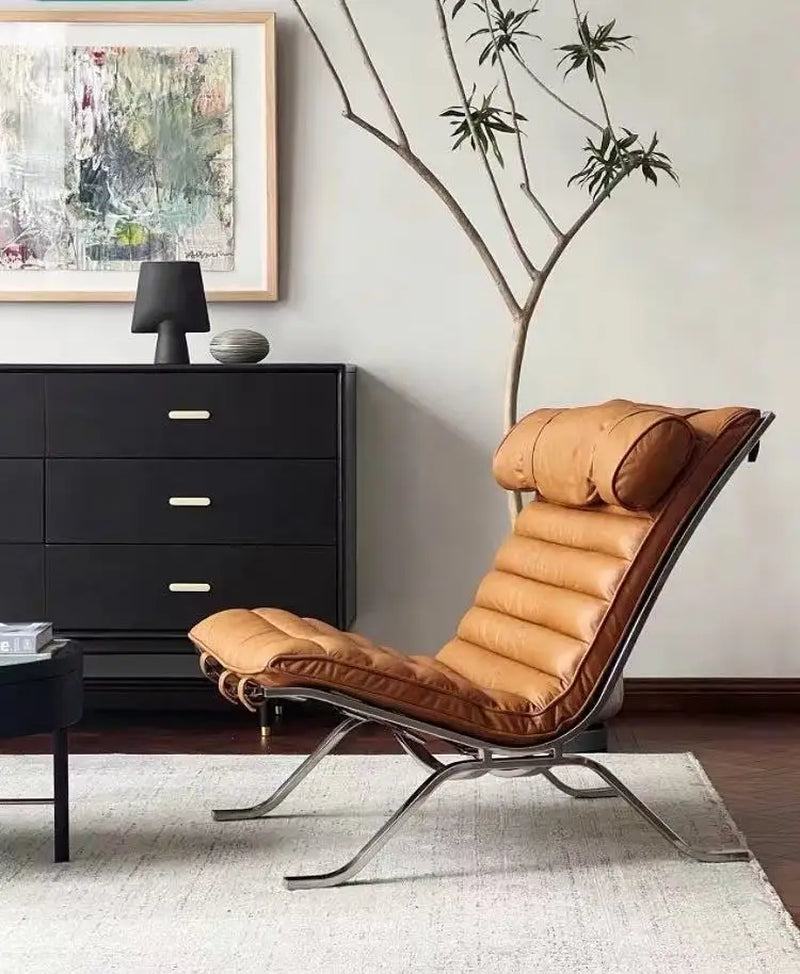 Single Sofa Chair Minimalist Light Luxury Living Room Middle-Aged Style High-End Designer Sofa Chair Lazy Leisure Recliner