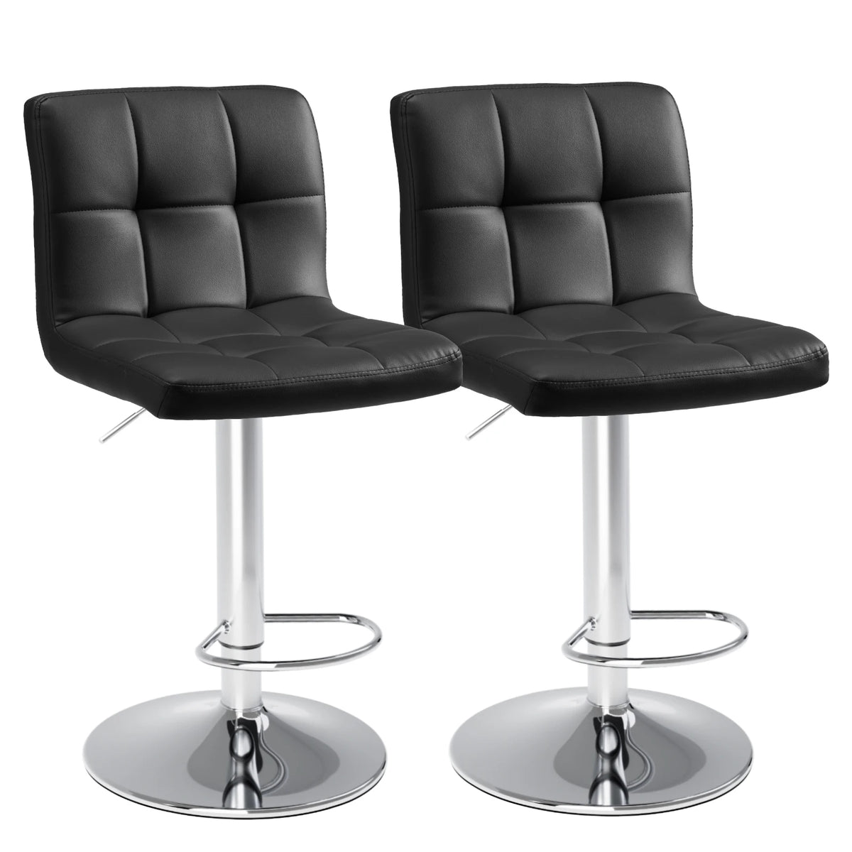 PU Leather Bar Stools Set of 2,Upholstered Counter Height Bar Stools,Sgs Certified Gas Gylinder Comfortbale Backrest